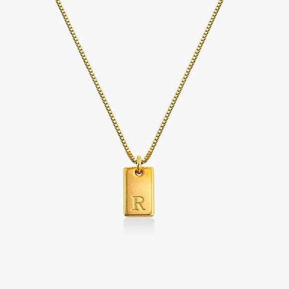 Gold Vermeil Letter R Pendant Necklace*Sterling Silver S925*Initial Letter*DD - Picture 2 of 5